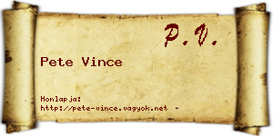 Pete Vince névjegykártya